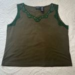 Erika  Petite Y2K Boxy Lace Tank Top. Hunter Green. Size: PL. Photo 0