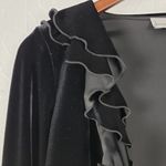 Joseph Ribkoff Womens Veston/Jacket Size 8 Black Velvet Ruffles Crop Long Sleeve Photo 5