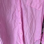 ZARA  linen button down shirt long sleeve bubblegum pink top gold buttons collar Photo 4