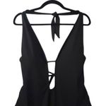 Black Plunge Tie Side Ruched One Piece Swimsuit Adjustable Bathing Suit XS Photo 11