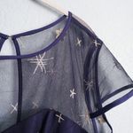 Unique Vintage  X Magnolia Place Navy Tulle Star Embroidered Dress Photo 6