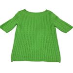 Talbots  Lime‎ Green Short Sleeve Cable Knit Sweater Women's Size Large Photo 3