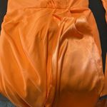 Women’s Orange Full Length Long Sleeve Dress Leg Slit Corset Back Size 14 *READ Photo 13