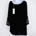Kyla Seo Maci Blouse Top Black Velvet Embroidered Tassel Boho M Peasant NWT Size M Photo 4