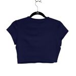 Susana Monaco NWT Rib Short Sleeve Crew Crop Top in Navy - Size M Photo 2
