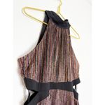 BCBGeneration NWT  Mock Neck Bow Back Midi Dress Size 10 Metallic Striped Cut Out Photo 7