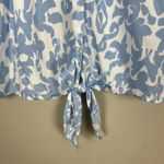 Laundry by Shelli Segal Top XL Blue Damask Crop Button Up Tie Hem 3/4 Dolman Sl Photo 3