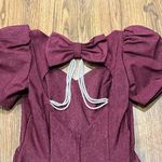 Alfred Angelo  Dress 9/10 Maroon Union USA Made Pearls Puff Sleeves Bow Vintage Photo 10