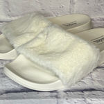 Auden Cream Fuzzy Slide Slippers White Size 9 Photo 0
