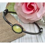 None Gunmetal & Green Bead Station Bangle Bracelets Set Lot of 3 Photo 6