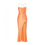 Bec & Bridge Annika Dress Sleeveless Cowl Neck Satin Slip Maxi Gown Orange 4 Photo 3