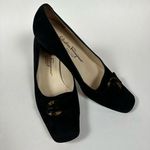 Salvatore Ferragamo  80s Pumps Heels Black Suede Tortoise Buckle Accent 7 1/2 B Photo 1