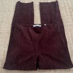 Vince  Stretch Suede Crop Leather Pants Size XS Burgundy Brown Color Photo 4