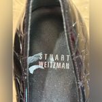 Stuart Weitzman Women’s Croc Embossed Black Leather Block Heel Pump Buckle Sz 8 Photo 8