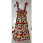 Celia B Nilsa Dress Floral Tiered Midi Size XL NWT Scalloped Details Tie Straps Pink Photo 1