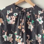 Karl Lagerfeld  Floral Black Blouse Long Bell Sleeves Tie Bow Button Keyhole NWT Photo 6