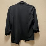 Maurice's  Blazer Jacket Coat Black Ruched Open Front V-Neck Zip Pocket Stretch M Photo 2