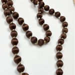Brown satin thread Beaded Necklace With Gold Accents 30 Inches Long Photo 0