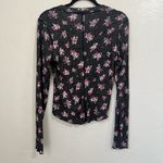 Free People  One of the Girls thermal Floral Print Women's Top - Black and Pink Photo 6