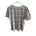 Downeast Multi-Color Stripe Puff Sleeve Tee | Size Large Photo 2