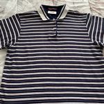 Elandale 100% cotton striped white blue embroidered logo golf polo shirt, size S Photo 14