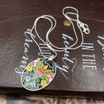 Handmade Boho Floral Oval Enamel Pendant Stainless Steel Necklace 20” Handcrafted Photo 6