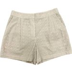 Theory Double Pleated Eyelet Lace Shorts Ecru Beige Tan Cotton Pockets Women’s 8 Photo 6