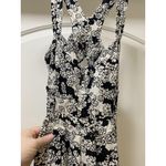 Anthropologie  Printed Midi Dress Womens XXS Black White Floral Linen Sleeveless Photo 3