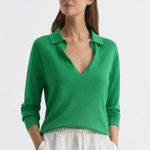 Reiss  merino wool collared knit v neck sweater Photo 2