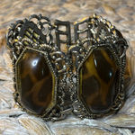 Vintage Style Faux Tortoise Shell Panel Bracelet Brown Photo 0