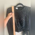 Vintage 80s Black Satin &Sequin wrap blouse size 11 Black Photo 7