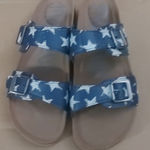 Mad love  Keava Americana Blue/White Footbed Sandals 9 Holiday Prints Casual Twee Photo 0