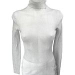 NEW Ser.O.Ya Piper Gray Linen Knit Turtleneck Long Sleeve Sheer Sweater Top Sz M Size M Photo 0