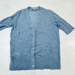 Ann Taylor Button Up Front V Neck Short Sleeve Cardigan Gray Size M Photo 3