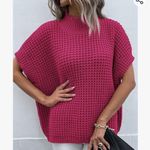 Oversized short Batwing Sleeve Mock Neck Sweater knite sweater size XL New with Pink Photo 1
