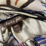 Charlie Jade  silk Artistic Maxi Dress in Blue and Cream Photo 5