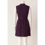Rebecca Taylor Purple V-Neck A-Line Mini Dress Size S / US 4 – Pleated Sleeveles Photo 1