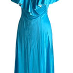 Vanity Fair VINTAGE  Robe Women’s Sz 6 Blue Wrap Ruffle Neck 70s Wrap Fairy Photo 0