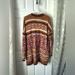 Lucky Brand  Jacquard Boyfriend boho cotton Cardigan Oversized Sweater size M Photo 8