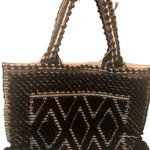 Sole Society  Palisades Woven Tote W/Tassels Textured Geometric Shape Large 20X13 Photo 3