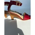 AK Anne Klein Red Leather Ankle Strap Wedge‎ Heel Sandals Women's Size 6M Photo 6