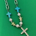 Titanium Steel CZ Cross Pendant Necklace for Men Women,Unisex Punk Hip Hop Necklace Silver Photo 3