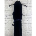 Cache Vintage Gold Label Midnight Blue Velvet Belted CocktailJumpsuit Size 4 Photo 6