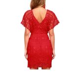 Lulus  women's size medium red lace dress first kiss v neck date wedding guest m Photo 10