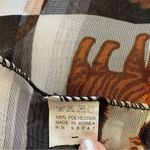 Black and white checkered orange cat print silky scarf Photo 2