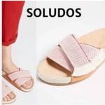 Soludos Red Woven Leather Pool Slide Photo 0