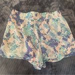 Lavender Brown  Pastel Python snakeskin Print Lined Shorts S POCKETS Photo 3