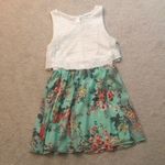 White & Mint Floral Chiffon Lace Tank Dress Multiple Size M Photo 1