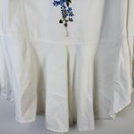 Lola P Embroidered White Cotton Boho Western Floral Button Front Top Size Large Photo 7