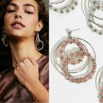 Free People Racer Moonstone Beaded Hoops in Blush Pink Silver 70s 80s Retro NWT Photo 1